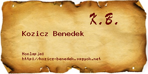 Kozicz Benedek névjegykártya